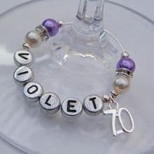 70th Birthday Wine Glass Charms