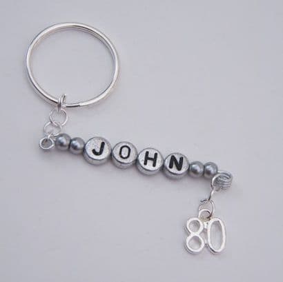 80th Birthday Personalised Keyring