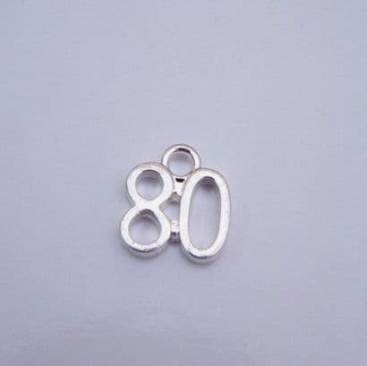 80th Birthday Wine Glass Charm - Elegance Style