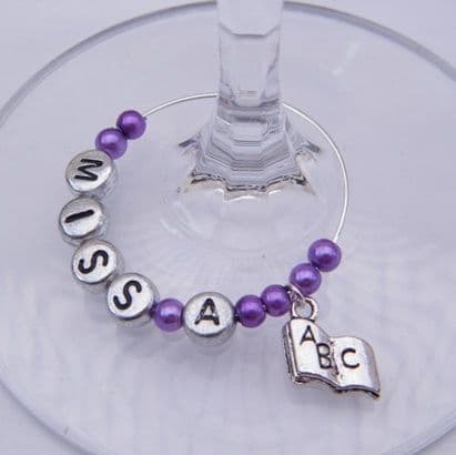 ABC Book Personalised Wine Glass Charm