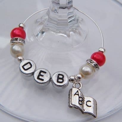 ABC Book Personalised Wine Glass Charm - Elegance Style