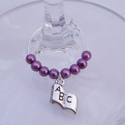 ABC Book Wine Glass Charm - Beaded Style