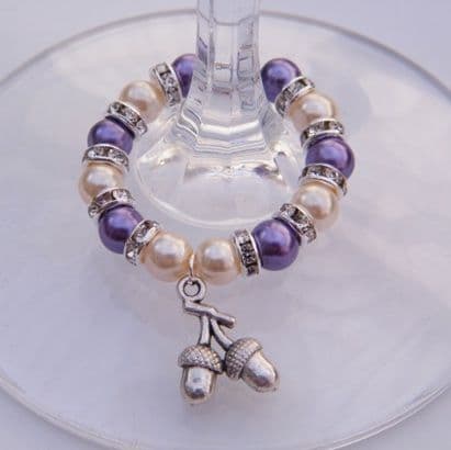 Acorns Wine Glass Charm - Full Sparkle Style