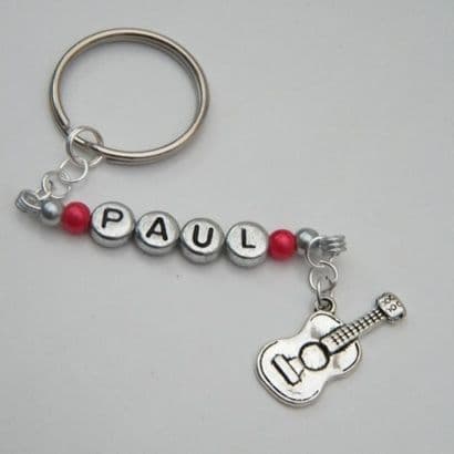 Acoustic Guitar Personalised Keyring