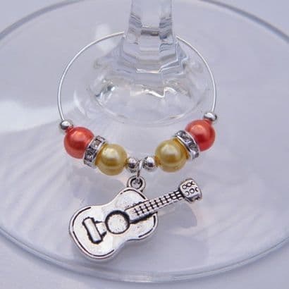 Acoustic Guitar Wine Glass Charm - Elegance Style