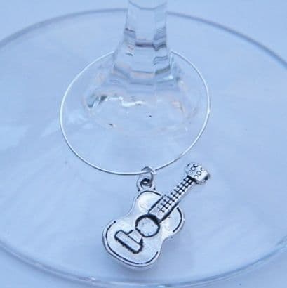 Acoustic Guitar Wine Glass Charm - Hoop Style