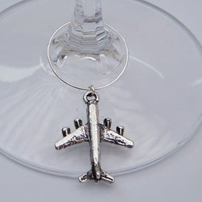 Aeroplane Wine Glass Charm - Hoop Style