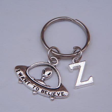 Alien UFO Keyring - Initial Charm Style