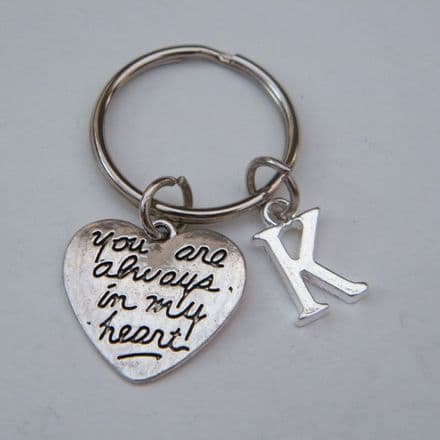 Always In My Heart Keyring - Initial Charm Style