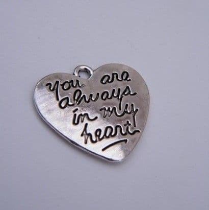 Always In My Heart Personalised Keyring - Double Charm Beaded Style