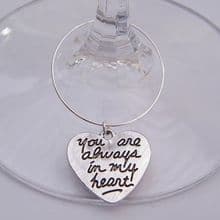 Always In My Heart Wine Glass Charms