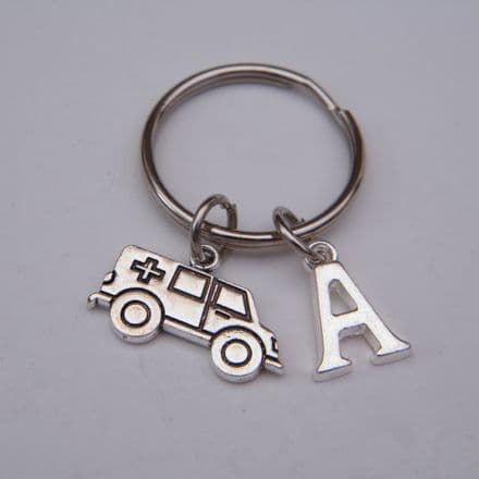 Ambulance Keyring - Initial Charm Style