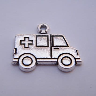 Ambulance Personalised Keyring - Double Charm Beaded Style