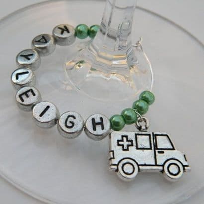 Ambulance Personalised Wine Glass Charm