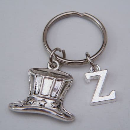American Hat Keyring - Initial Charm Style