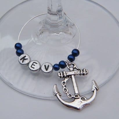 Anchor Personalised Wine Glass Charm