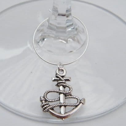 Anchor Wine Glass Charm - Hoop Style