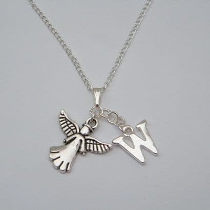 Angel Necklace - Initial Charm Style