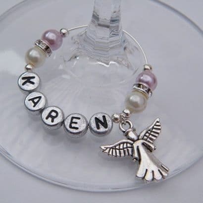 Angel Personalised Wine Glass Charm - Elegance Style