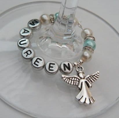 Angel Personalised Wine Glass Charm - Full Sparkle Style