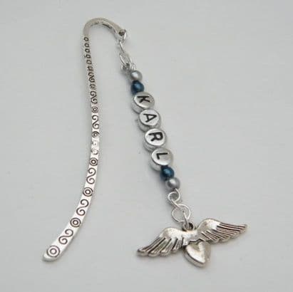 Angel Wings With Heart Personalised Bookmark