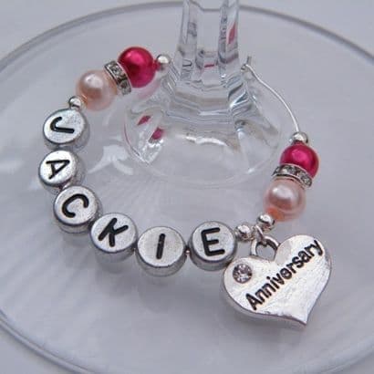 Anniversary Personalised Wine Glass Charm - Elegance Style