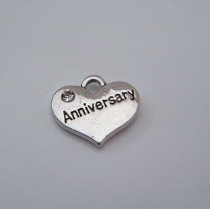 Anniversary Wine Glass Charm - Initial Full Sparkle Style