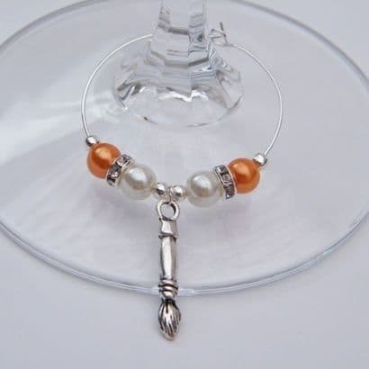 Artist Painting Brush Wine Glass Charm - Elegance Style