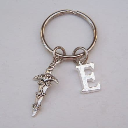 Athame Dagger Keyring - Initial Charm Style