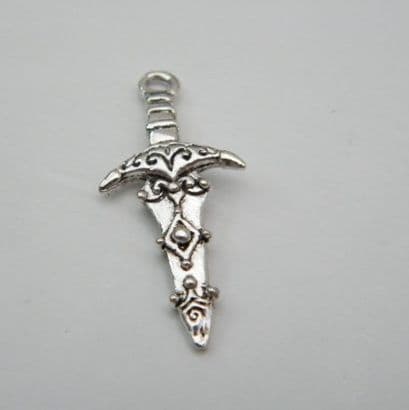Athame Dagger Wine Glass Charm - Initial Full Bead Style