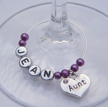 Aunt Personalised Wine Glass Charm