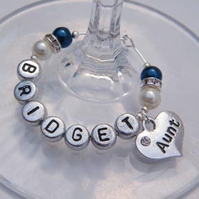 Aunt Personalised Wine Glass Charm - Elegance Style