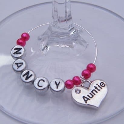Auntie Personalised Wine Glass Charm
