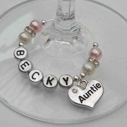 Auntie Personalised Wine Glass Charm - Elegance Style