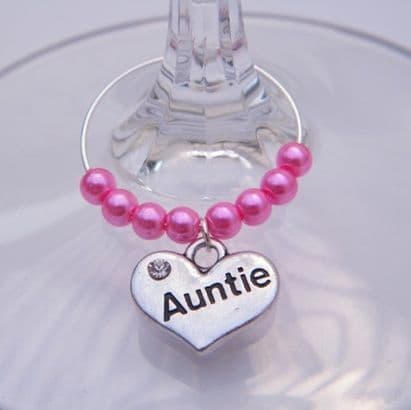 Auntie Wine Glass Charm - Beaded Style