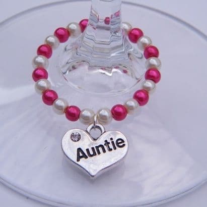 Auntie Wine Glass Charm - Full Bead Style