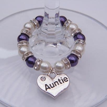 Auntie Wine Glass Charm - Full Sparkle Style