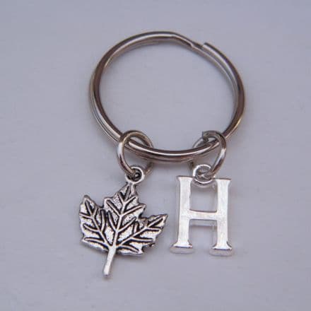 Autumn Leaf Keyring - Initial Charm Style