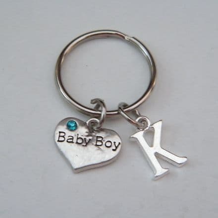 Baby Boy Keyring - Initial Charm Style