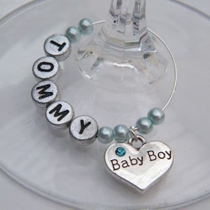 Baby Boy Personalised Wine Glass Charm