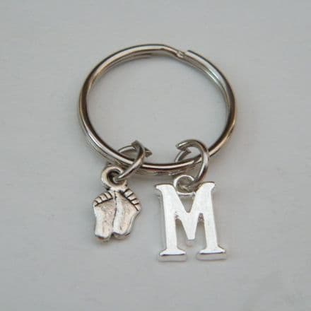 Baby Feet Keyring - Initial Charm Style