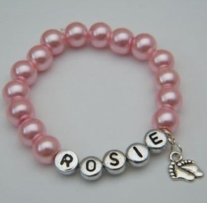 Baby Feet Personalised Bracelet - Beaded Style