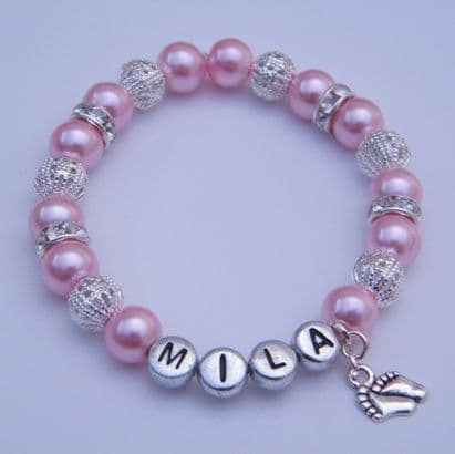 Baby Feet Personalised Bracelet - Sparkle & Bling Style