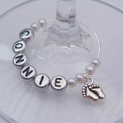 Baby Feet Personalised Wine Glass Charm