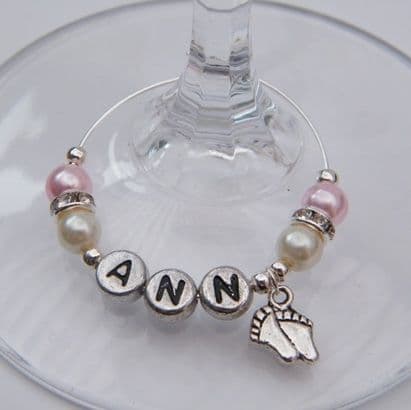 Baby Feet Personalised Wine Glass Charm - Elegance Style