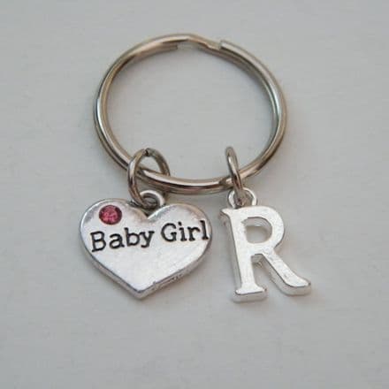 Baby Girl Keyring - Initial Charm Style
