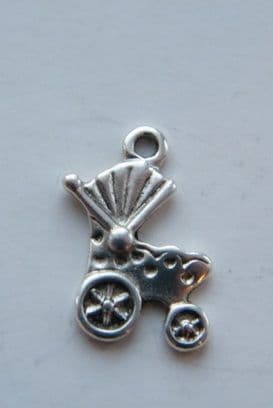 Baby Pram Wine Glass Charm - Initial Full Sparkle Style