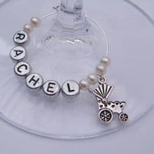 Baby Pram Wine Glass Charms