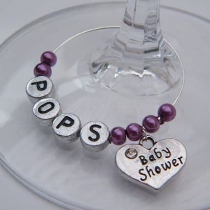 Baby Shower Personalised Wine Glass Charm