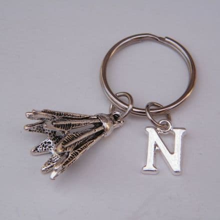 Badminton Shuttlecock Keyring - Initial Charm Style